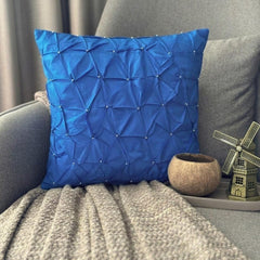 Royal Blue Texture - Royal Blue Taffeta Throw Pillow Cover
