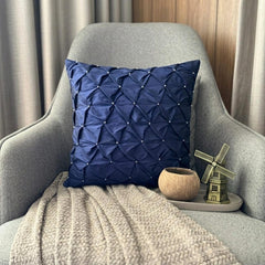 Night Texture - Navy Blue Taffeta Decorative Euro Sham