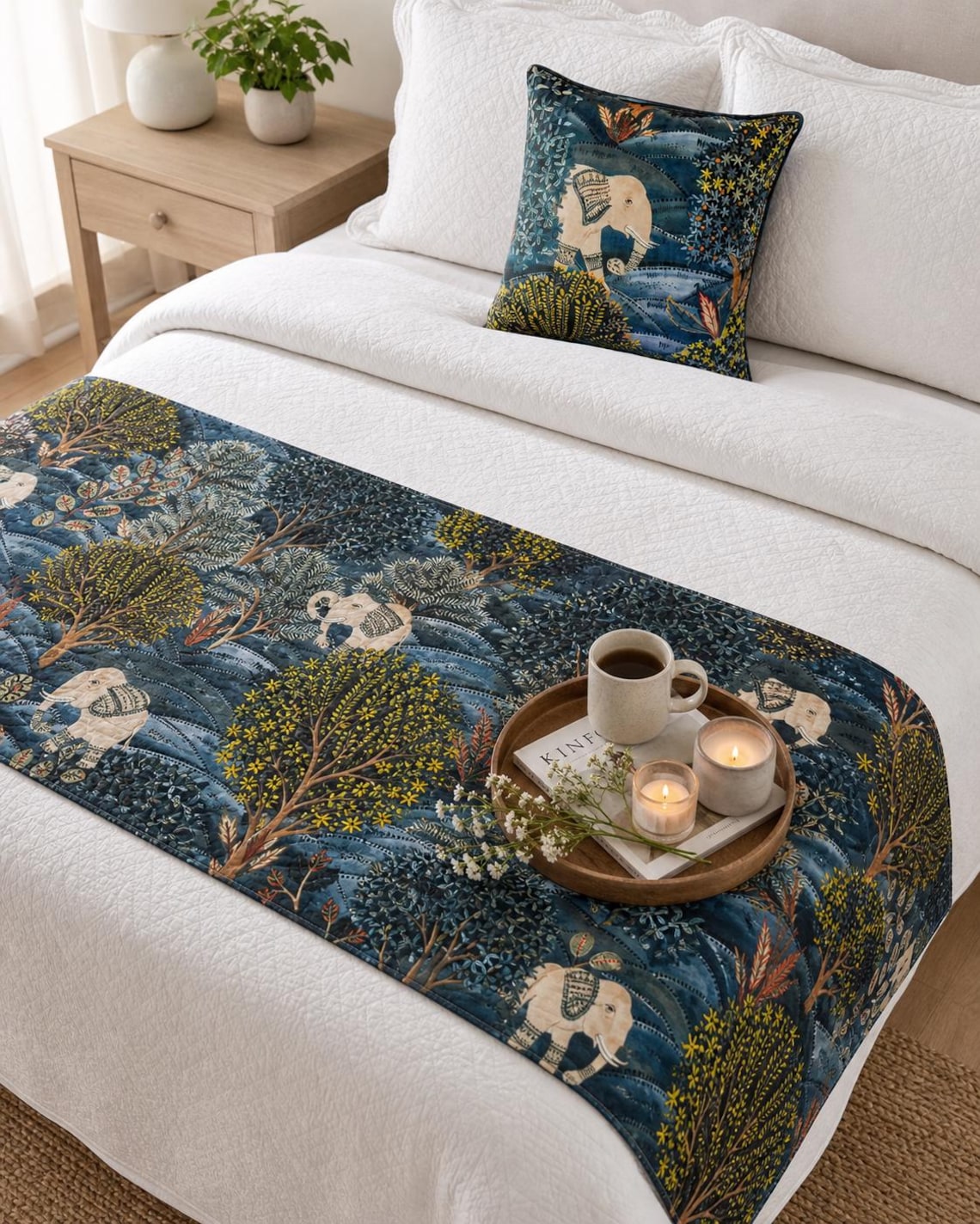 Midnight Menagerie Decorative Bed Runner and Pillow Cover