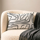 Black And White Cotton Lumbar Pillow Cover - Abstract Mirage