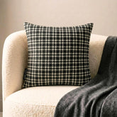 Black And White Cotton Throw Pillow Cover - Checkmate Hound