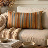 Linear Stripe Orange - Orange Velvet Christmas Striped Lumbar Pillow Cover