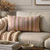 Linear Stripe Pink - Pink Velvet Christmas Stripe Oblong Lumbar Pillow Cover