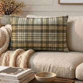 Plaidflow Gray - Gray Velvet Winter Plaid Lumbar Pillow Cover