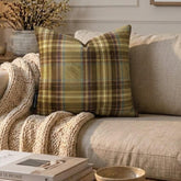 Plaidscape Olive - Green Velvet Winter Plaid Throw Pillow Cover