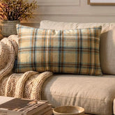 Plaidflow Beige - Beige Velvet Winter Plaid Lumbar Pillow Cover