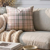 Plaidscape Pink - Pink Velvet Winter Plaid Throw Pillow Cover
