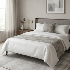 Grey Grey Decorative Bed Runner and Pillow Cover - Sahara Mandala
