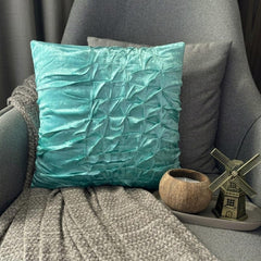 Turquoise Knots - Turquoise Blue Velvet Decorative Euro Sham