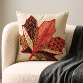Red & Beige Linen Throw Pillow Cover - Changing Maple