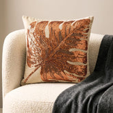 Copper & Orange Linen Fall Maple Leaf Throw Pillow Cover - Autumn Maple