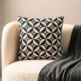 Black And White Cotton Throw Pillow Cover - Mono Illusion