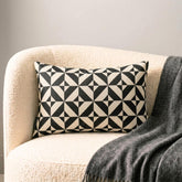 Black And White Cotton Lumbar Pillow Cover - Mono Shadow