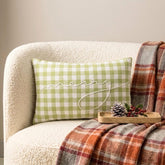 Green Cotton Plaid Decorative Lumbar Pillow Cover -Xmas Merry