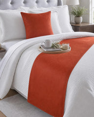 Velvet Orange Decorative Bed Runner and Pillow Cover - Rust Velvet