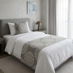 Grey Grey Decorative Bed Runner and Pillow Cover - Sahara Mandala