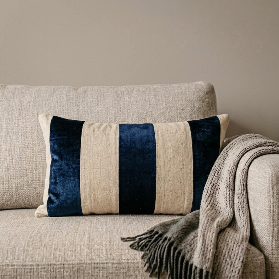 Swathe Navy Lumbar Pillow Cover