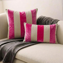 Swathe Pink - Pink Velvet Lumbar Pillow Cover