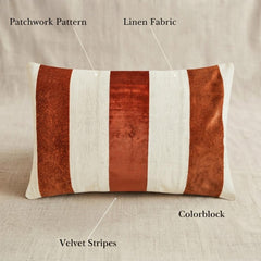 Swathe Orange - Orange Velvet & Linen Fall Lumbar Pillow Cover
