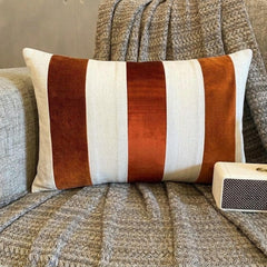 Swathe Orange - Orange Velvet & Linen Fall Lumbar Pillow Cover
