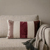 Swathe Berry - Maroon Velvet & Linen Lumbar Pillow Cover
