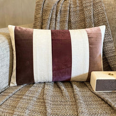 Swathe Berry - Maroon Velvet & Linen Lumbar Pillow Cover
