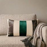 Swathe Emerald - Green Velvet & Linen Lumbar Pillow Cover