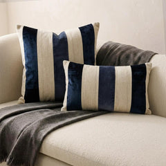 Swathe Navy - Blue Velvet Lumbar Pillow Cover