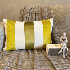 Swathe Chartreuse - Green Velvet & Linen Lumbar Pillow Cover