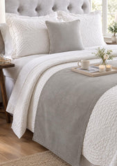 Dove Gray Velvet Decorative Bed Runner and Pillow Cover