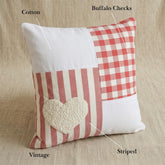 Red Cotton Decorative Throw Pillow Cover - Heart Check