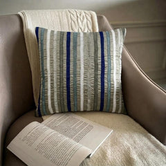 Blue Movements - Blue Art Silk Throw Pillow Cover