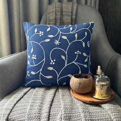 Day Dreamer - Royal Blue Cotton Linen Throw Pillow Cover
