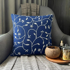Day Dreamer - Royal Blue Cotton Linen Throw Pillow Cover