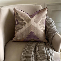 Abstract Therapy - Purple Jacquard Silk Throw Pillow Cover