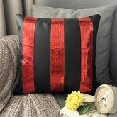 Alternating Red - Red Faux Leather Throw Pillow Cover