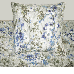 Garden Grace - Cotton Blue Decorative Bed Runner and Pillow Cover