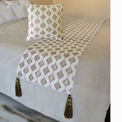 Mahsa - Linen Beige Decorative Bed Runner and Pillow Cover