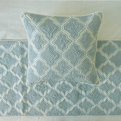 Estelle - Jacquard Light Blue Decorative Bed Runner and Pillow Cover