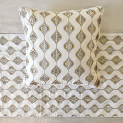 Mahsa - Linen Beige Decorative Bed Runner and Pillow Cover