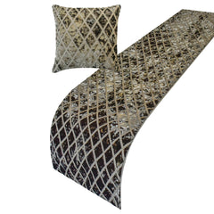 Grey Velvet Verve - Velvet Grey Decorative Bed Runner and Pillow Cover