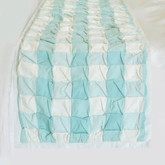Aqua Plaid Knots - Cotton Aqua Decorative Bed Runner and Pillow Cover
