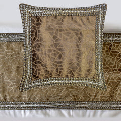 Velvet Fusion - Velvet Brown Decorative Bed Runner and Pillow Cover