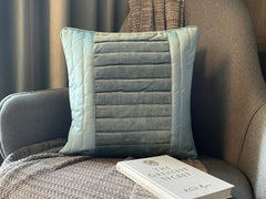 Darya - Sea Blue Velvet & Satin Throw Pillow Cover