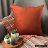Velvet Rust Jules - Rust Velvet Throw Pillow Cover