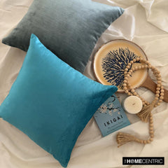 Velvet Teal Jules - Teal Velvet Throw Pillow Cover