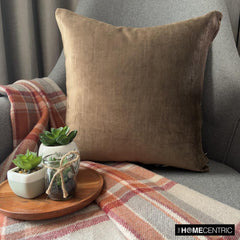 Velvet Choco Jules - Brown Velvet Throw Pillow Cover