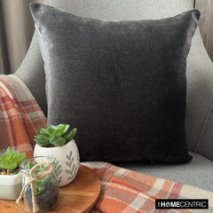 Velvet Grey Jules - Grey Velvet Throw Pillow Cover