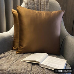 Brown Slub Satin - Brown Satin Throw Pillow Cover