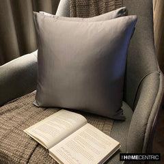 Silver Gray Slub Satin - Silver Satin Throw Pillow Cover